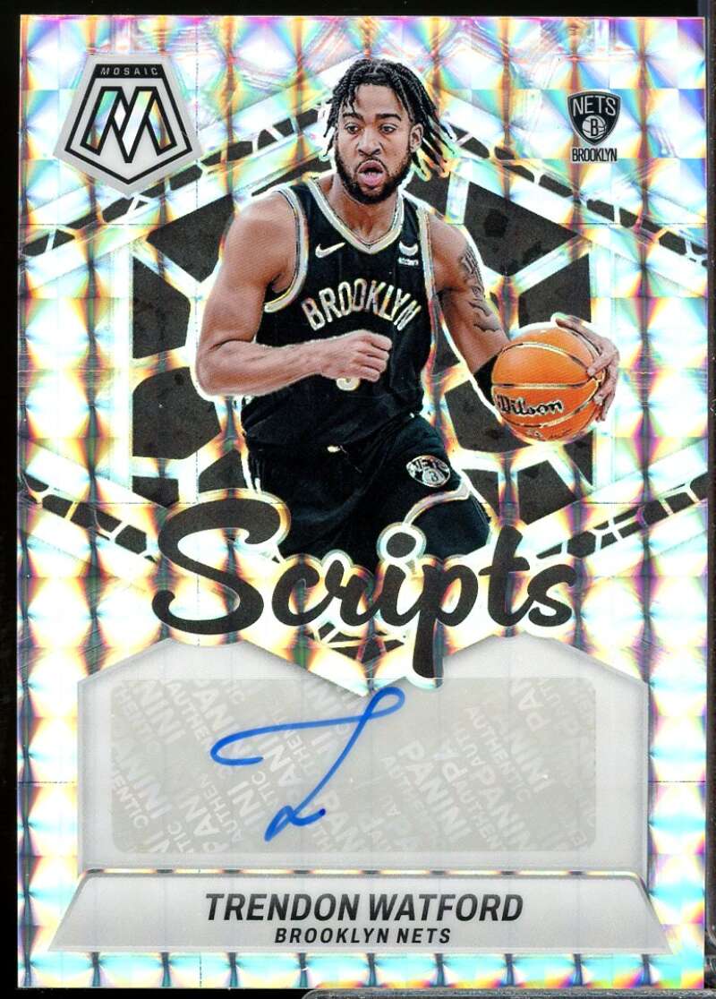 Trendon Watford Card 2023-24 Panini Mosaic Scripts Autograph #3  Image 1