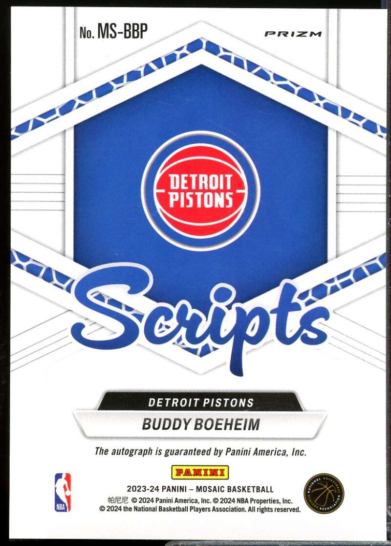 Buddy Boeheim Card 2023-24 Panini Mosaic Scripts Autograph #56  Image 2
