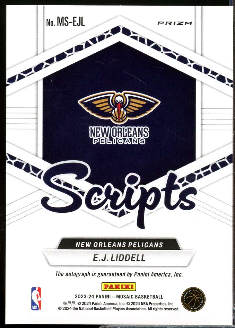 E.J. Liddell Card 2023-24 Panini Mosaic Scripts Autograph #45  Image 2