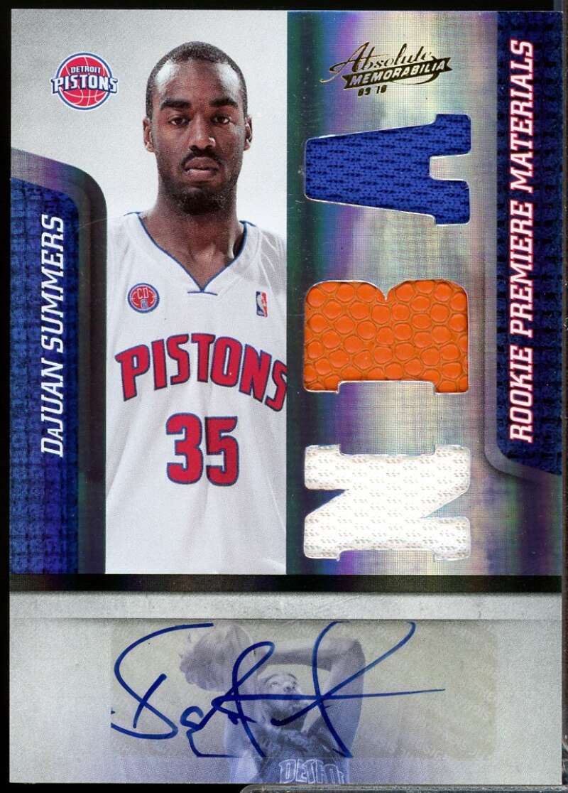 DaJuan Summers Rookie Card 2009-10 Absolute Memorabilia Jersey Autograph #170  Image 1