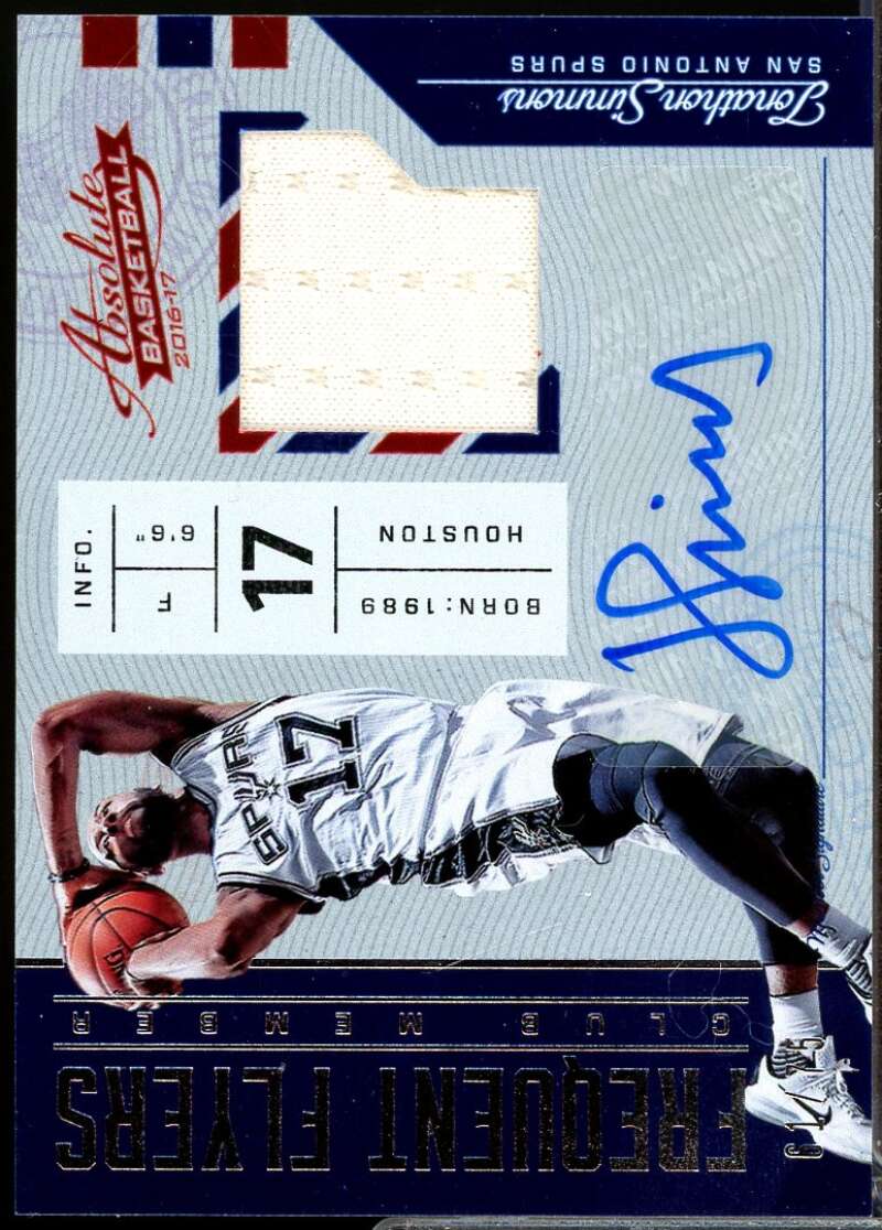 Jonathon Simmons 2016-17 Absolute Frequent Flyer Jersey Material Autographs #17  Image 1