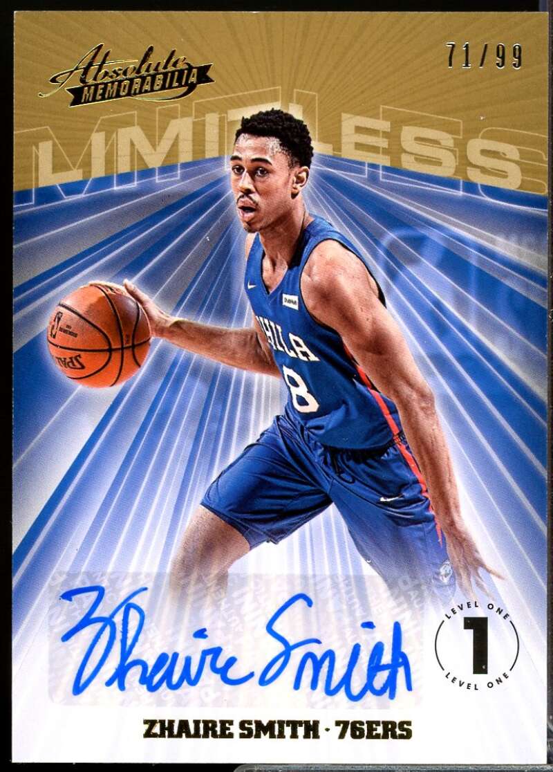 Zhaire Smith /99 2018-19 Absolute Memorabilia Limitless Autograph Signatures #10  Image 1