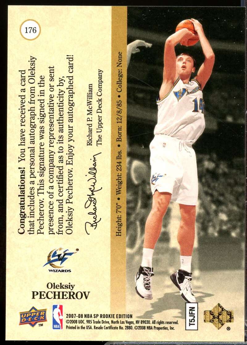 Oleksiy Pecherov 2007-08 SP Rookie Edition 1994-95 Premier Prospects Auto #176  Image 2