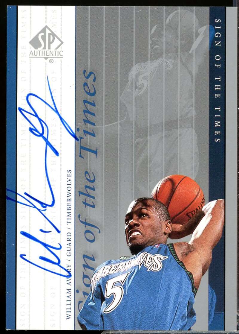 William Avery Card 1999-00 SP Authentic Sign of the Times Autograph #WA  Image 1