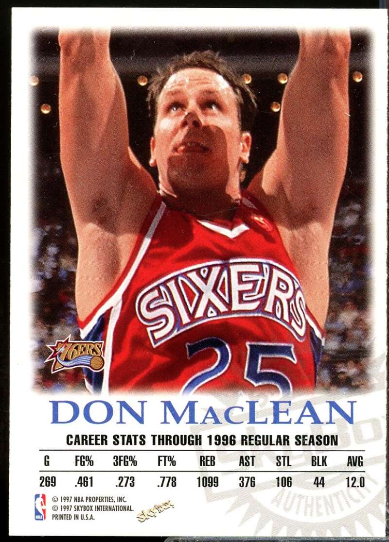 Don MacLean Card 1997-98 SkyBox Premium Autographics #66  Image 2