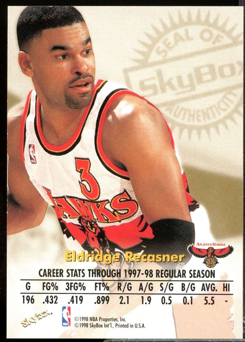 Eldridge Recasner Card 1998-99 SkyBox Premium Autographics #101  Image 2