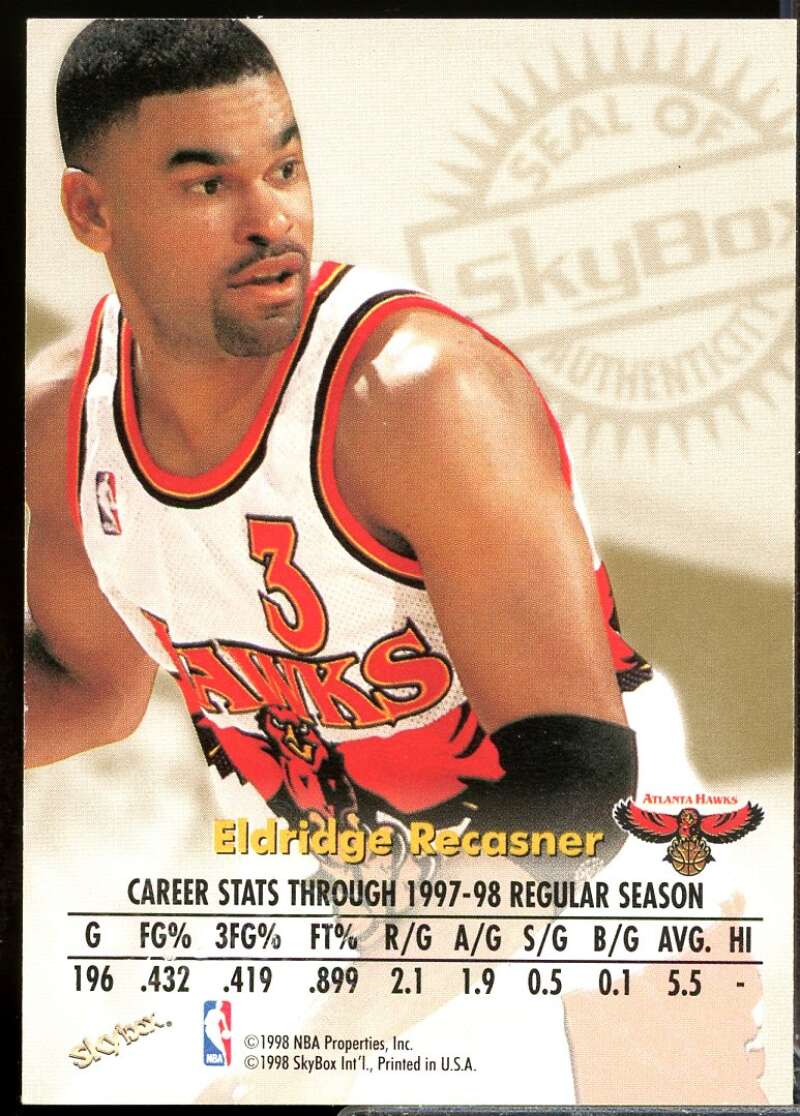 Eldridge Recasner Card 1998-99 SkyBox Premium Autographics #101  Image 2