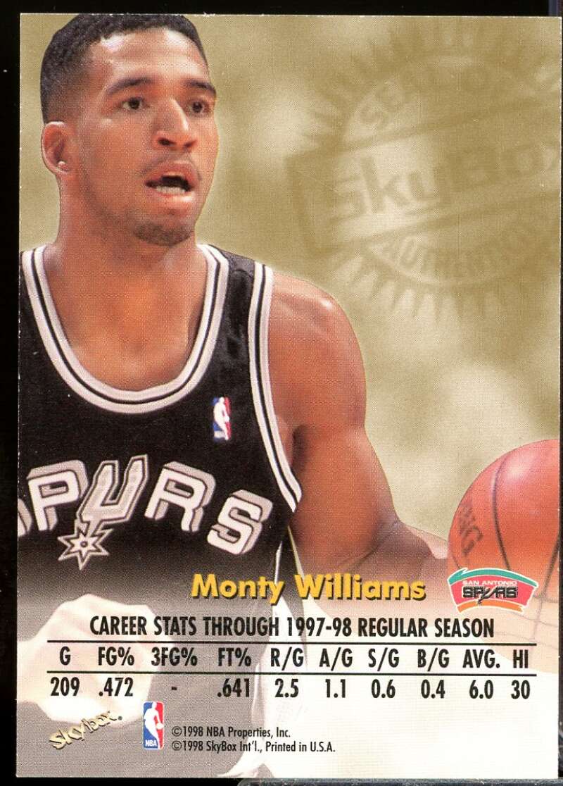 Monty Williams Card 1998-99 SkyBox Premium Autographics #137  Image 2