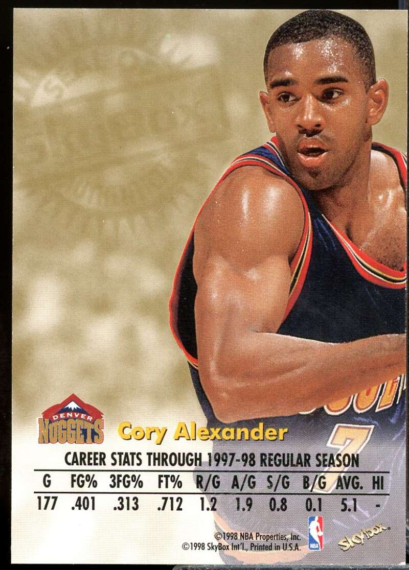 Cory Alexander Card 1998-99 SkyBox Premium Autographics #3  Image 2