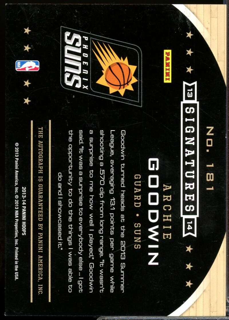 Archie Goodwin Card 2013-14 Hoops Signatures Autographs #181  Image 2