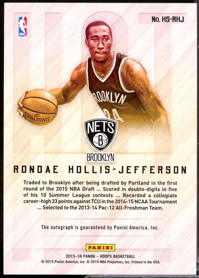 Rondae Hollis-Jefferson Rookie Card 2015-16 Hoops Hot Signatures Autograph #81  Image 2