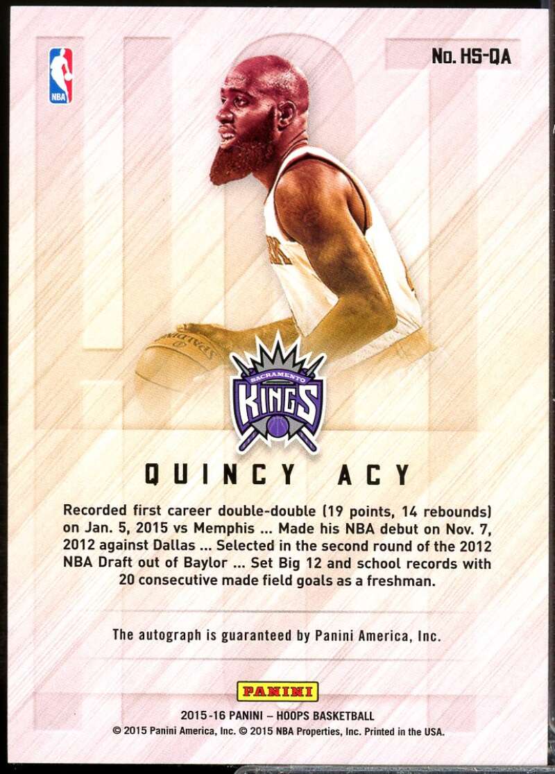 Quincy Acy /25 Card 2015-16 Hoops Hot Signatures Autograph Red #27  Image 2