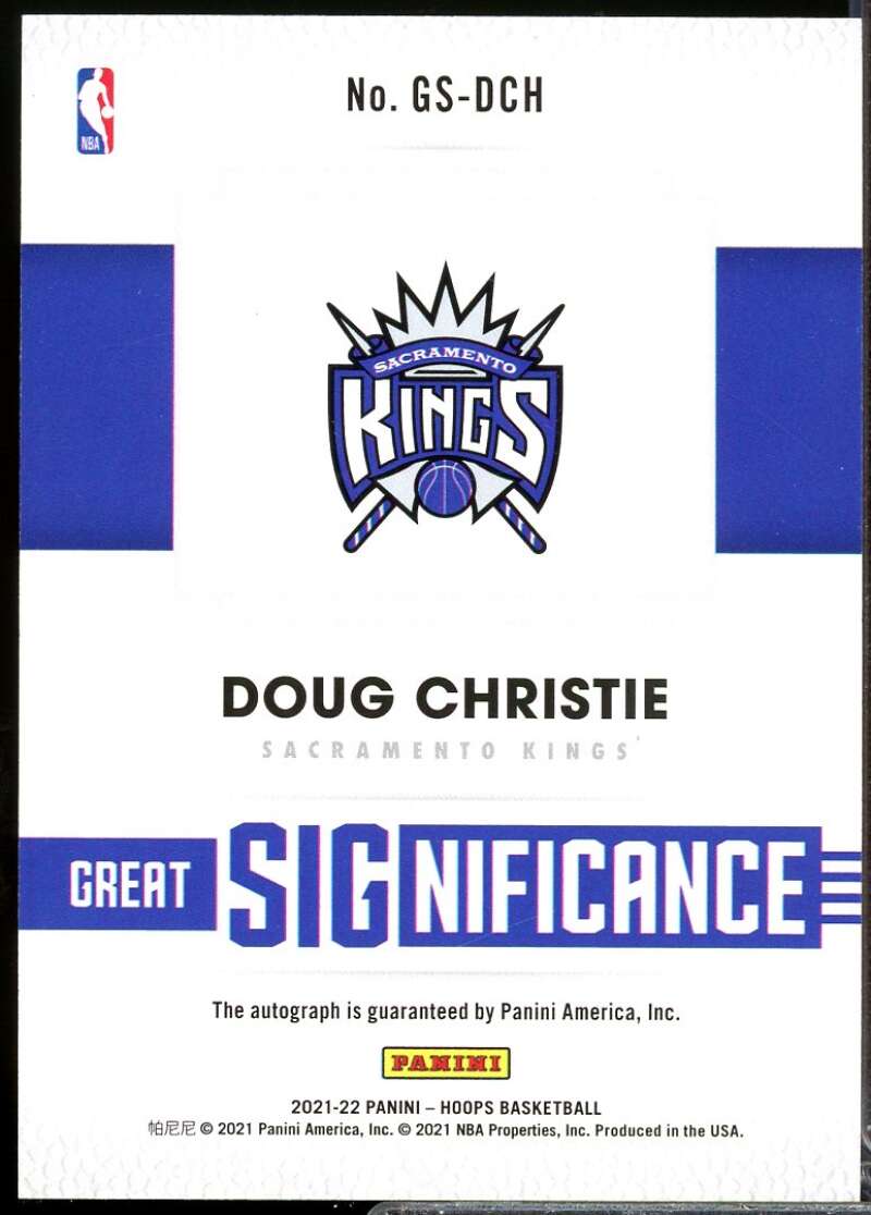 Doug Christie Card 2021-22 Hoops Great SIGnificance Autograph #16  Image 2