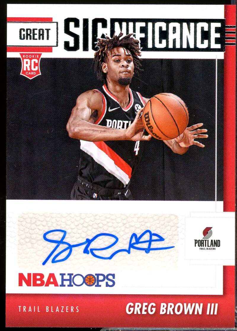 Greg Brown III Rookie Card 2021-22 Hoops Great SIGnificance Autograph #97  Image 1