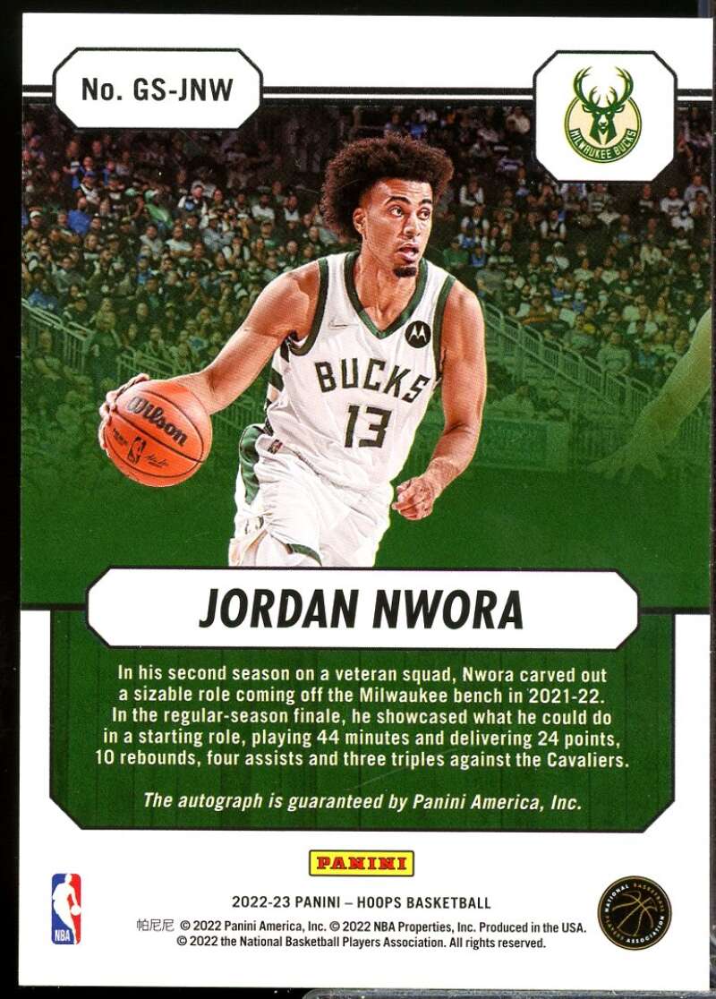 Jordan Nwora Card 2022-23 Hoops Great SIGnificance Autograph #2  Image 2