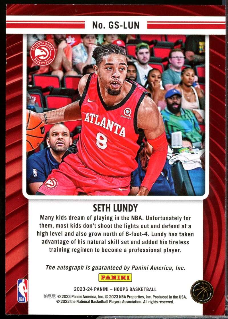 Seth Lundy Rookie Card 2023-24 Hoops Great SIGnificance Autograph #45  Image 2