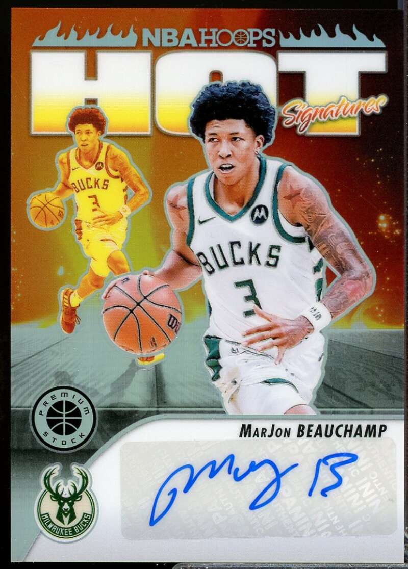 MarJon Beauchamp Card 2023-24 Hoops Premium Stock Hot Signatures Autograph #18  Image 1