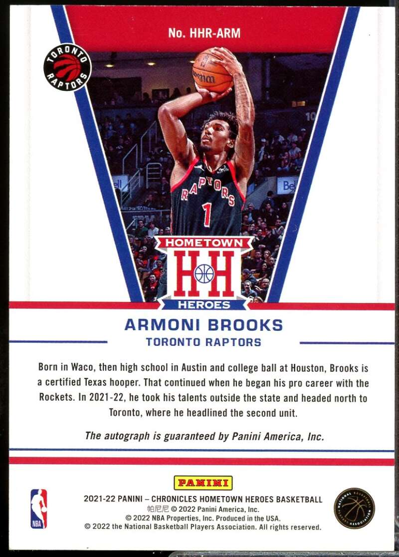 Armoni Brooks 2021-22 Panini Chronicles Hometown Heroes Rookie Autograph Red #15  Image 2