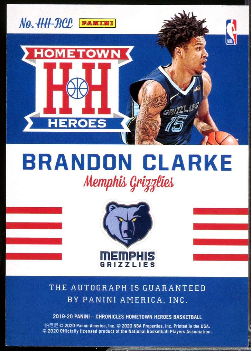 Brandon Clarke 2019-20 Chronicles Hometown Heroes Rookie Autographs Red #18  Image 2