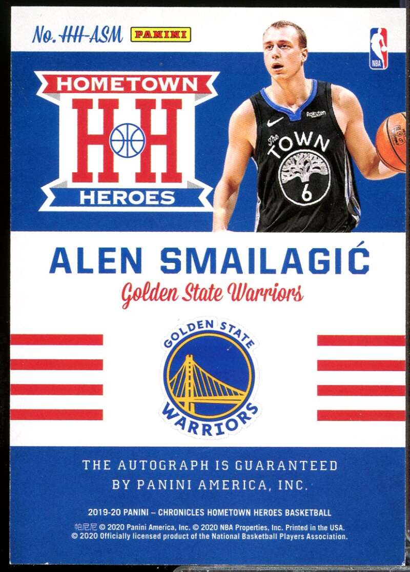 Alen Smailagic /99 2019-20 Panini Chronicles Hometown Heroes Rookie Autograph #2  Image 2