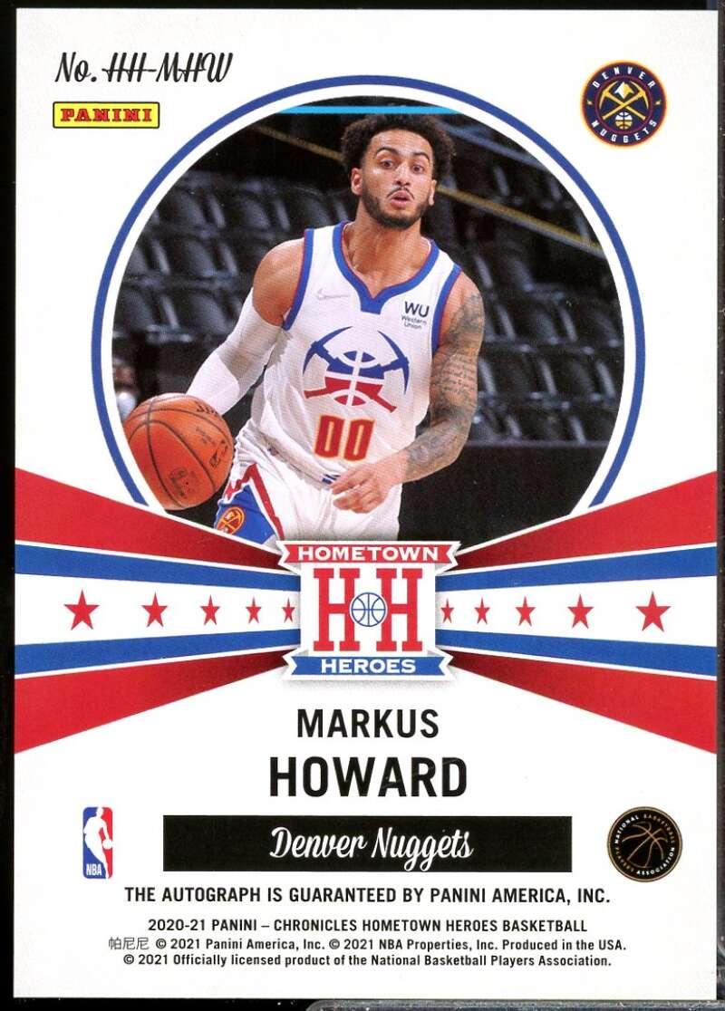 Markus Howard 2020-21 Panini Chronicles Hometown Heroes Rookie Autograph Red #40  Image 2