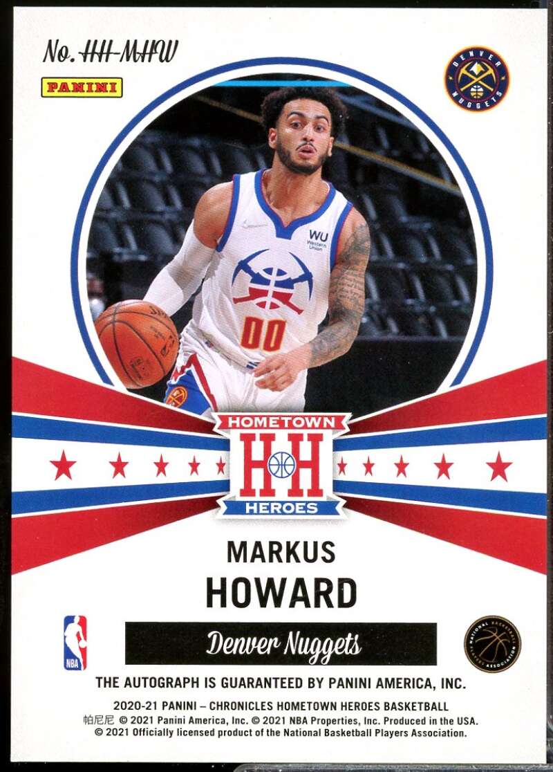 Markus Howard 2020-21 Panini Chronicles Hometown Heroes Rookie Autograph Red #40  Image 2