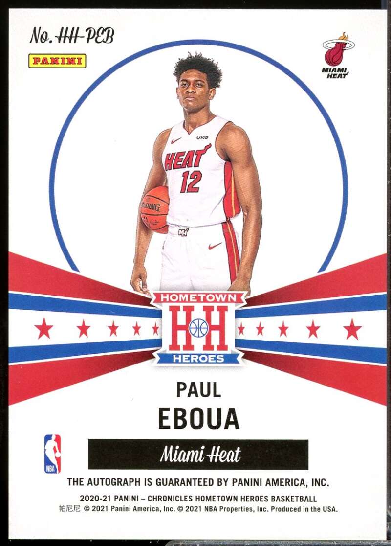 Paul Eboua 2020-21 Panini Chronicles Hometown Heroes Rookie Autographs Red #4  Image 2