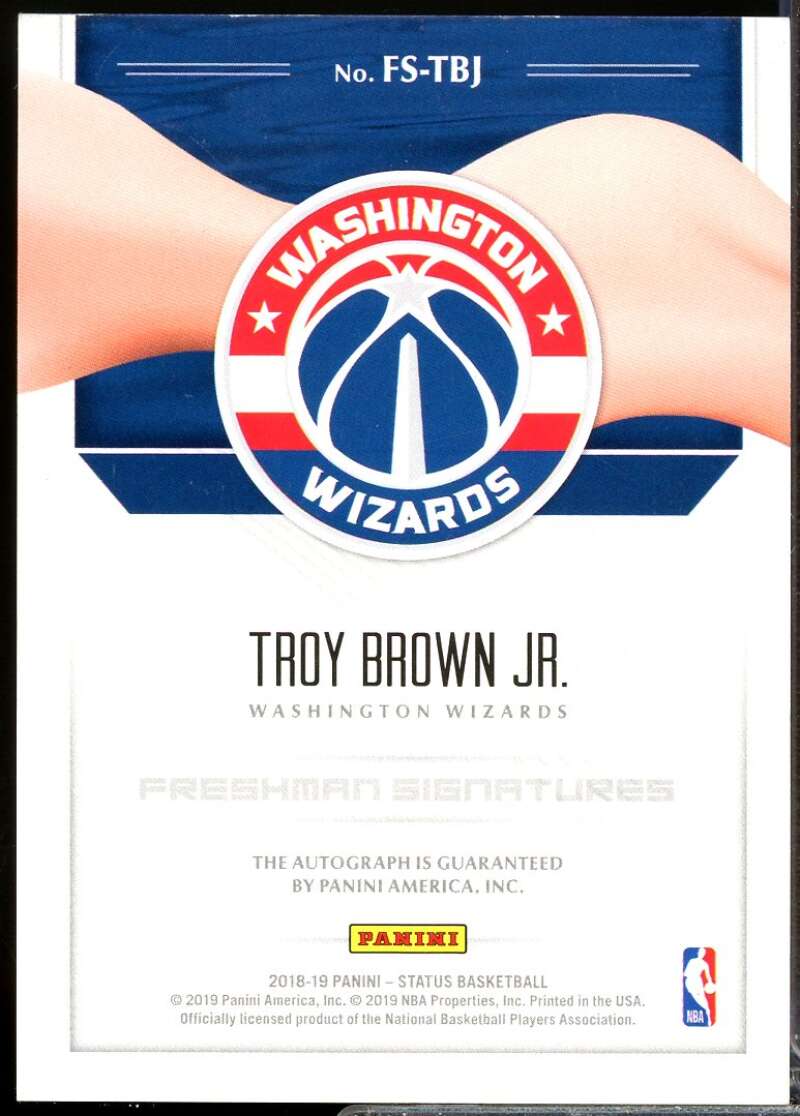 Troy Brown Jr. Rookie 2018-19 Panini Status Freshman Signatures Autograph #6  Image 2