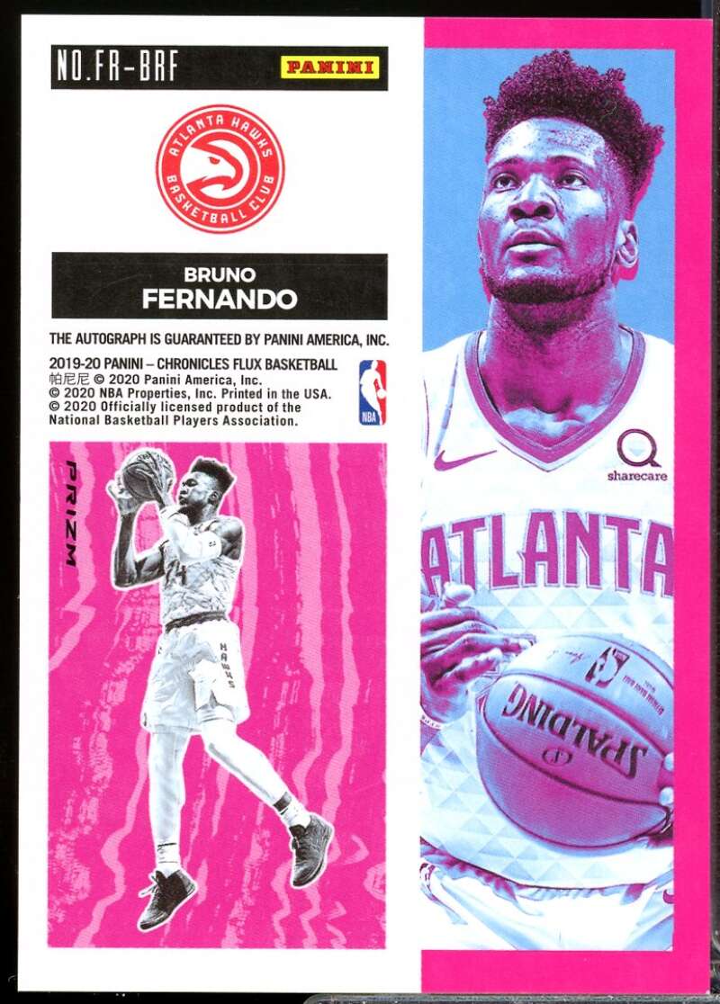 Bruno Fernando Card 2019-20 Panini Chronicles Flux Rookie Autographs Red #25  Image 2