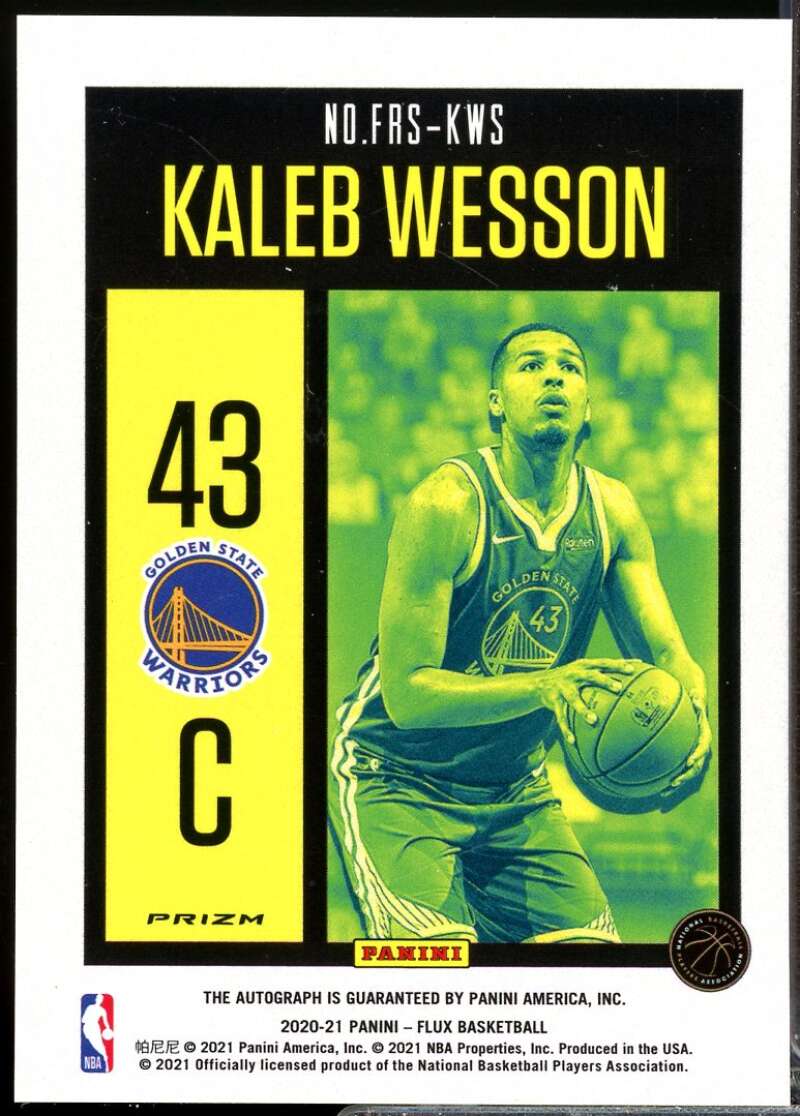 Kaleb Wesson Card 2020-21 Panini Flux Flux Rookie Autograph #17  Image 2