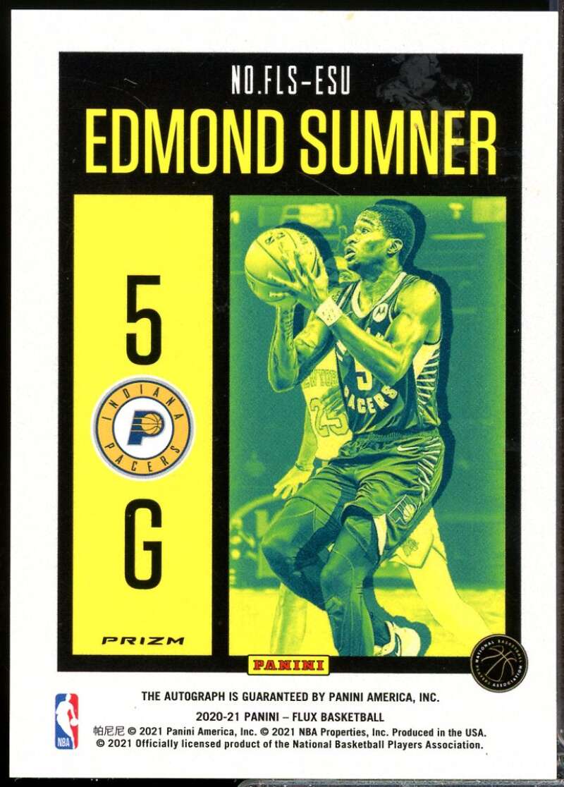 Edmond Sumner Card 2020-21 Panini Flux Flux Autograph #22  Image 2