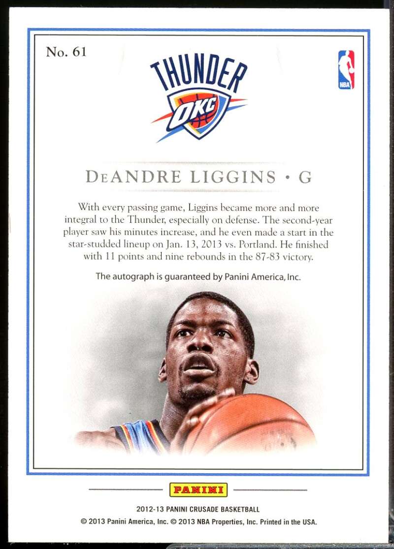 DeAndre Liggins Card 2012-13 Panini Crusade Quest Autographs #61  Image 2