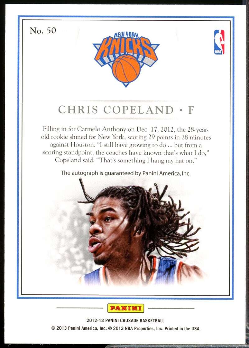 Chris Copeland Card 2012-13 Panini Crusade Quest Autographs #50  Image 2