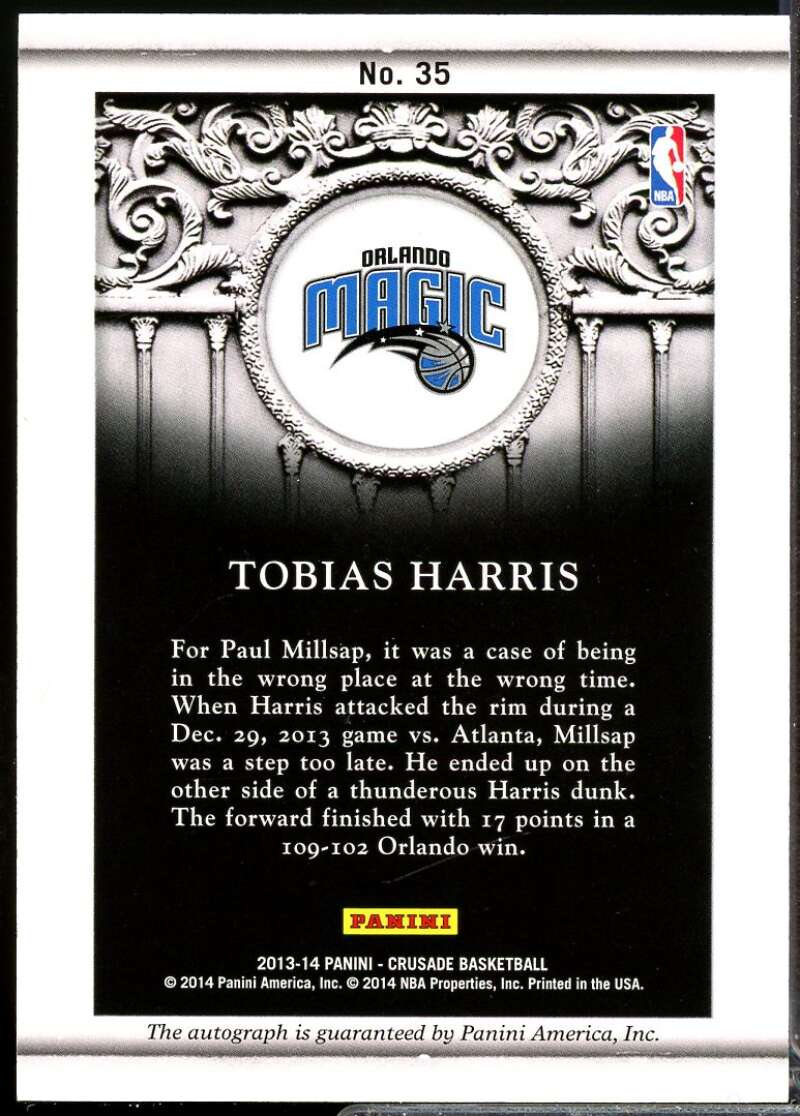 Tobias Harris Card 2013-14 Panini Crusade Quest Autographs #35  Image 2
