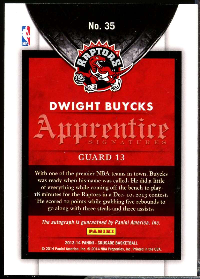 Dwight Buycks Rookie Card 2013-14 Panini Crusade Apprentice Autograph #35  Image 2