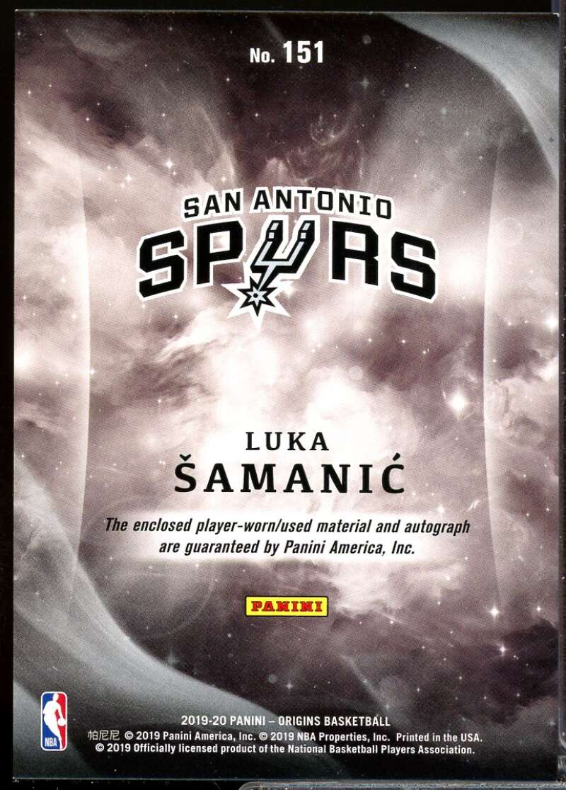 Luka Samanic Rookie Card 2019-20 Panini Origins Jersey Autograph #151  Image 2