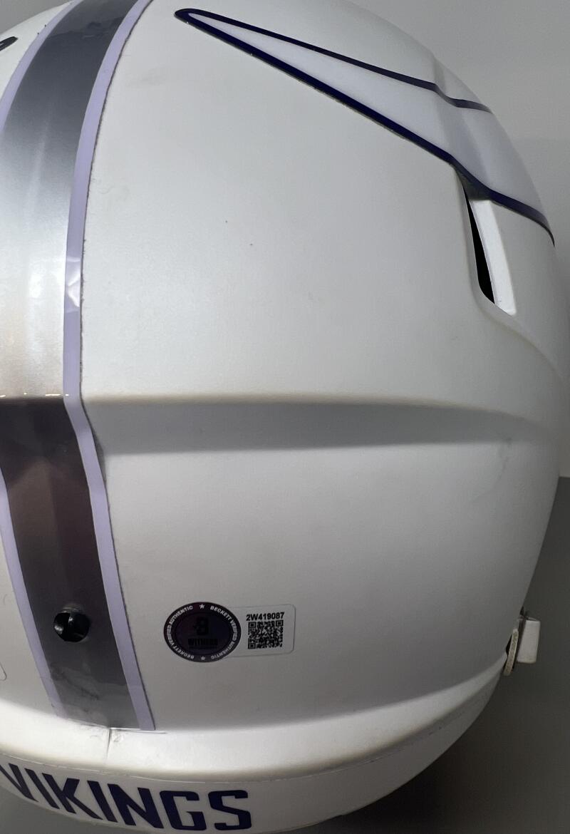 Randy Moss Autograph Signed Vikings Full Size Replica Helmet BAS Authentic  Image 6