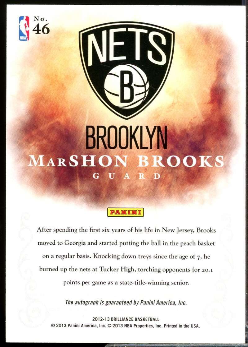 MarShon Brooks 2012-13 Panini Brilliance Brilliant Beginnings Autographs #46  Image 2