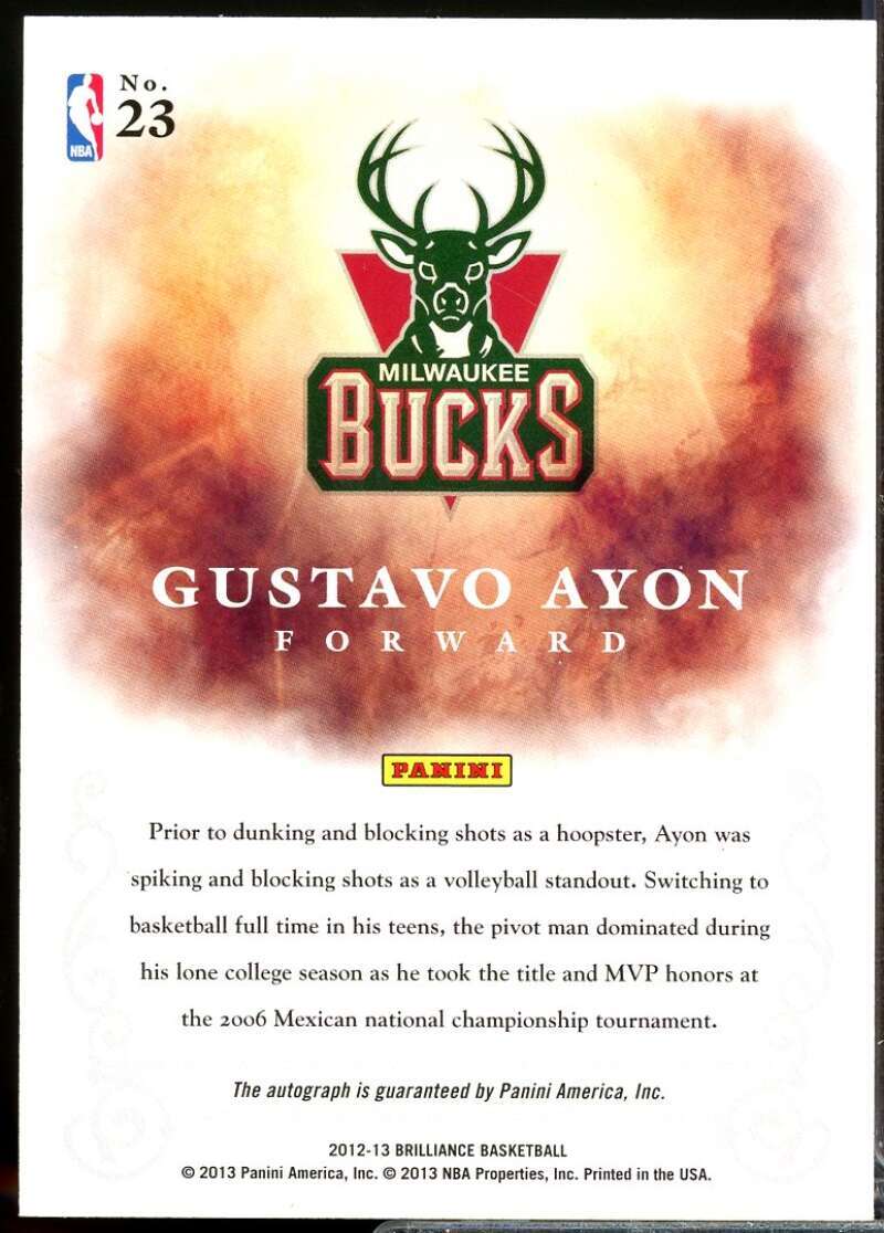 Gustavo Ayon Card 2012-13 Panini Brilliance Brilliant Beginnings Autographs #23  Image 2