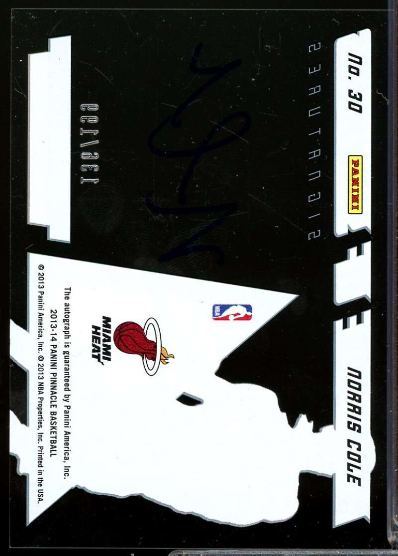 Norris Cole /199 Card 2013-14 Pinnacle Pinnacle of Success Autographs #30  Image 2