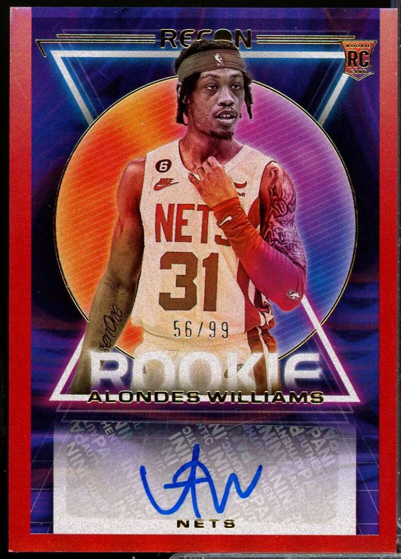 Alondes Williams /99 Card 2022-23 Panini Recon Rookie Recon Autograph Red #12  Image 1