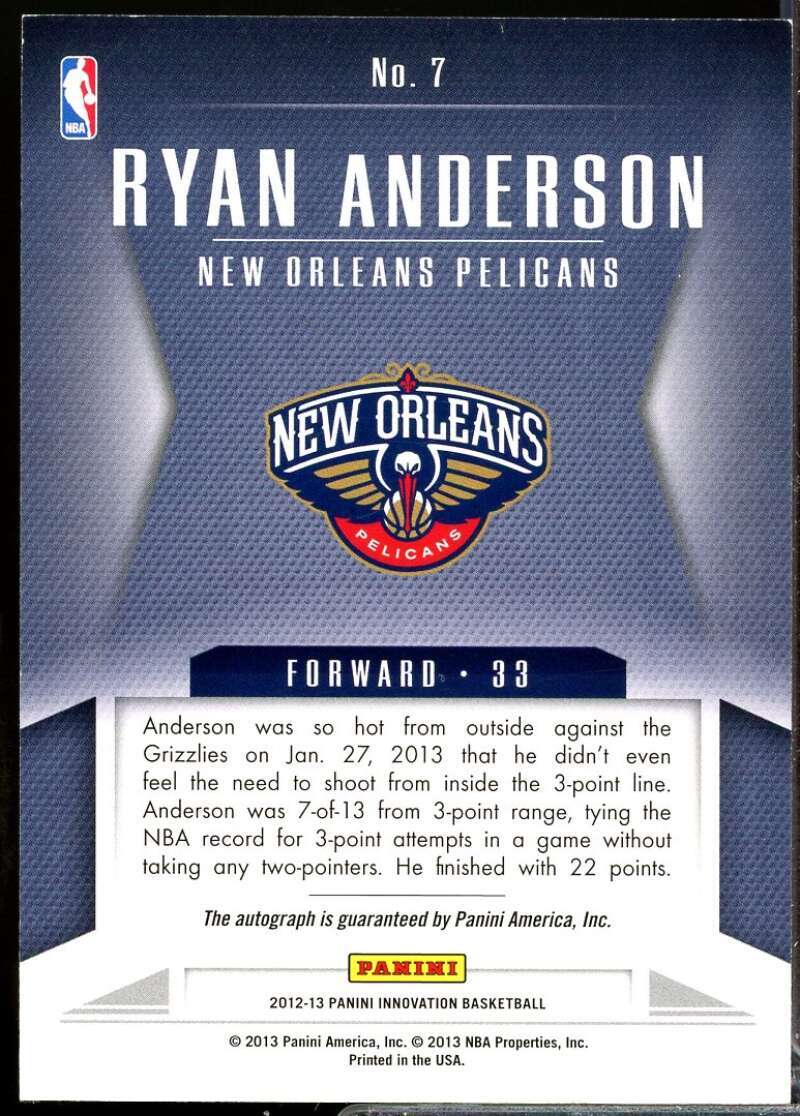 Ryan Anderson Card 2012-13 Innovation Fine Print Autographs #7  Image 2