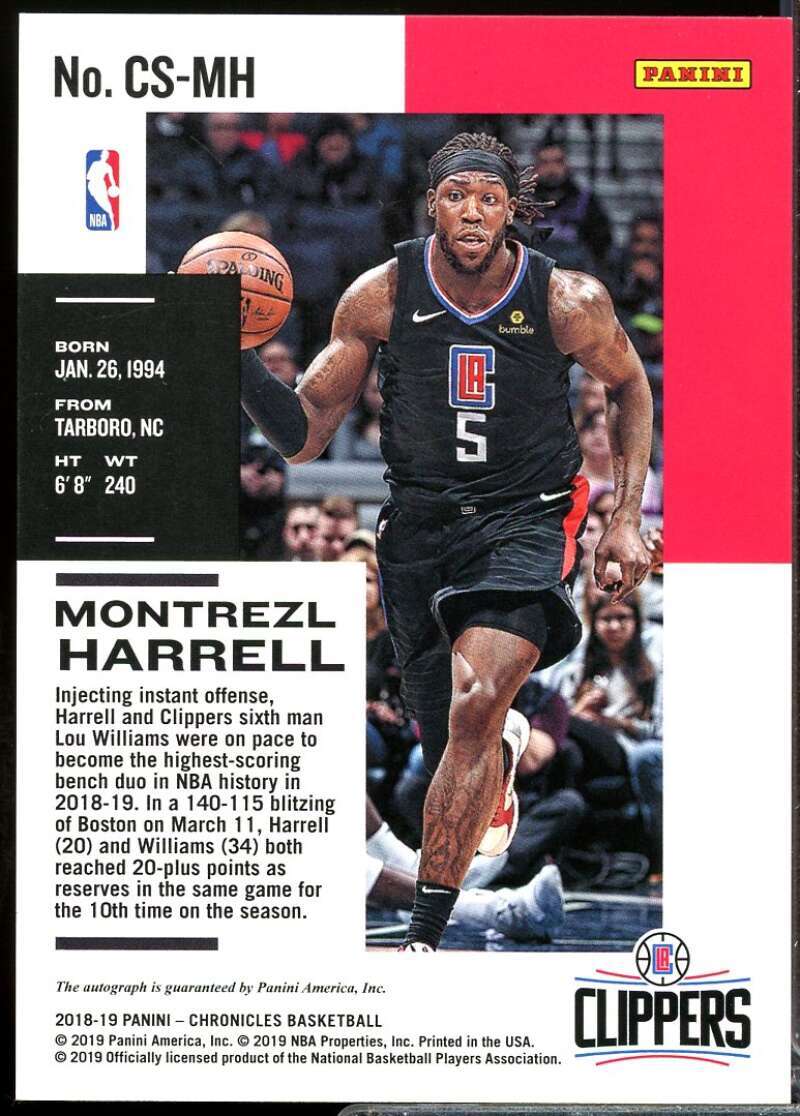 Montrezl Harrell /25 2018-19 Panini Chronicles Signatures Autograph Purple #8  Image 2