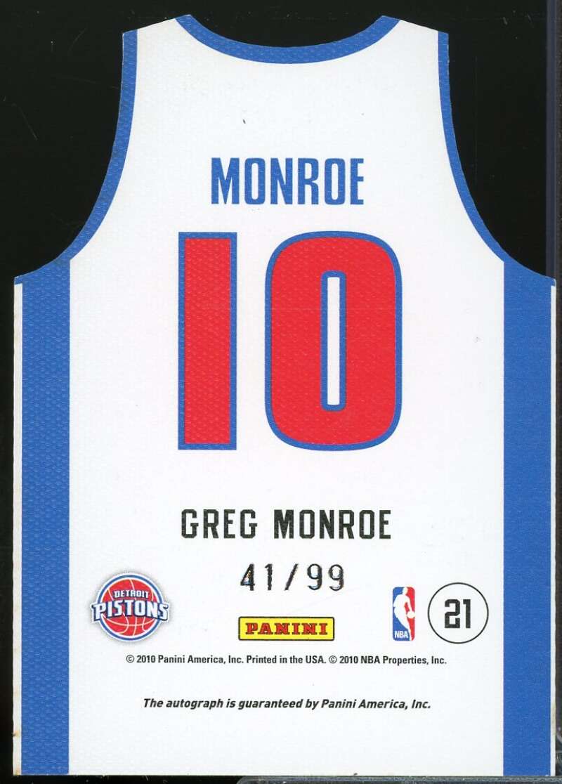 Greg Monroe /99 2010-11 Panini Threads Rookie Team Threads Home Autographs #21  Image 2