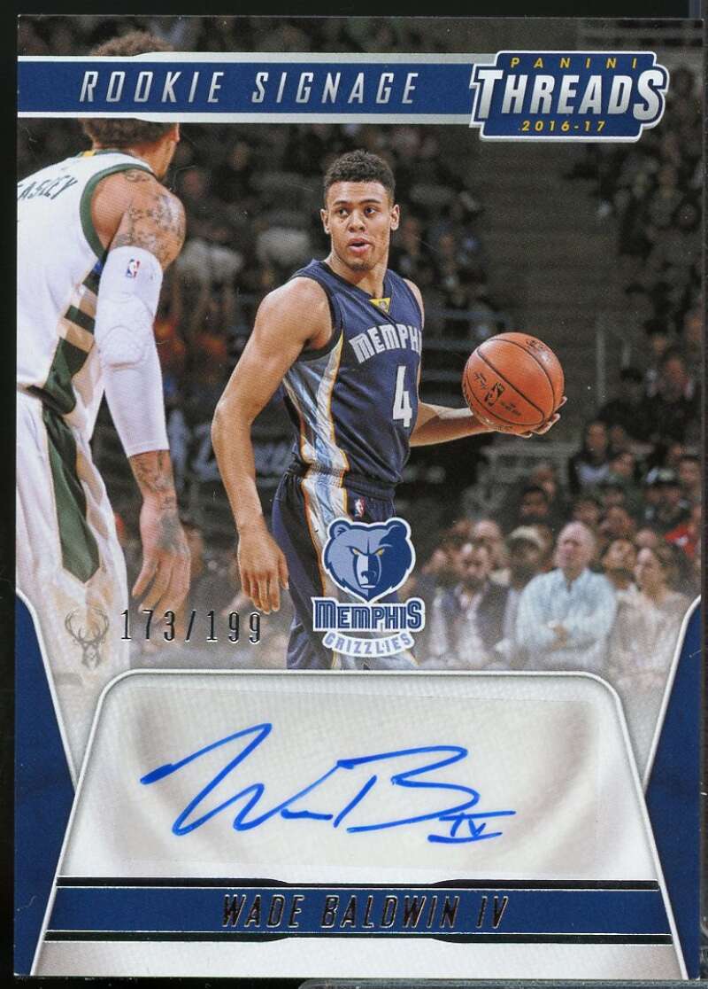 Wade Baldwin IV /199 Card 2016-17 Panini Threads Rookie Signage Autograph #16  Image 1