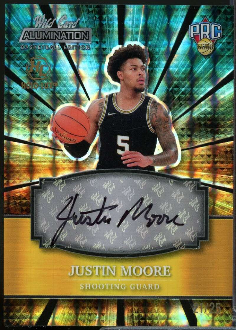 Justin Moore /25 2021-22 Wild Alumination Autographs Holo Teal Mosaic #ABCA  Image 1