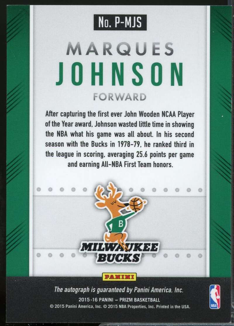 Marques Johnson Card 2015-16 Panini Prizm Autographs #56  Image 2