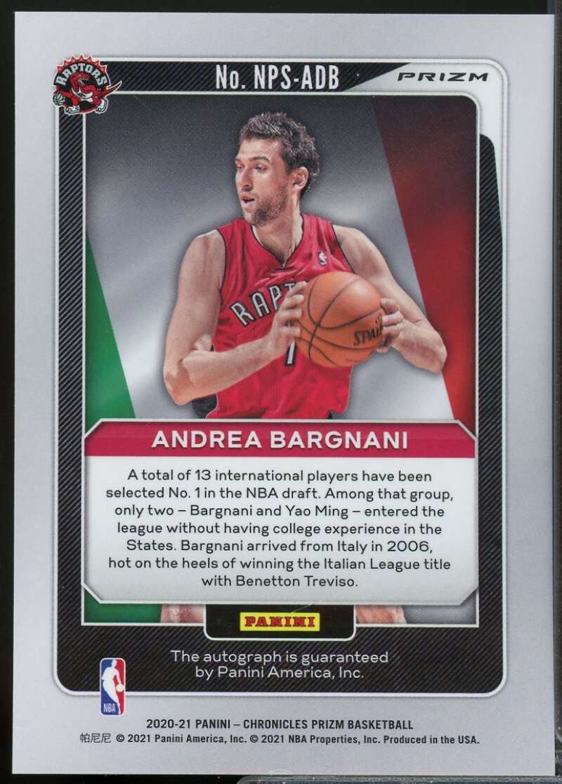 Andrea Bargnani 2020-21 Chronicle Prizm National Pride Signature Auto Silver #8  Image 2