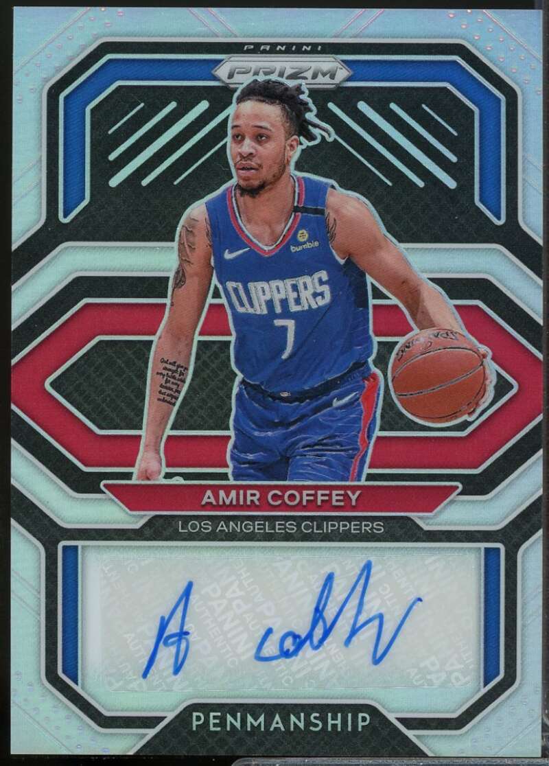 Amir Coffey Card 2020-21 Panini Prizm Penmanship Autograph Prizms Silver #43  Image 1