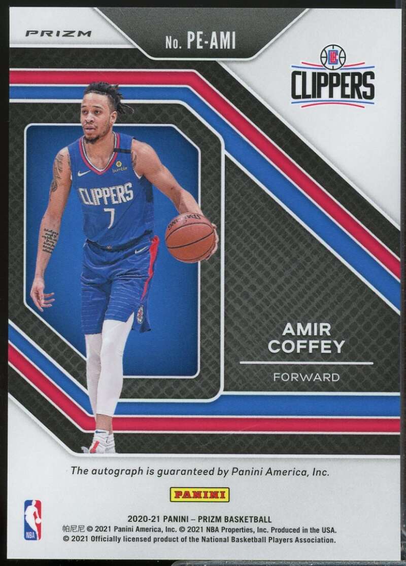 Amir Coffey Card 2020-21 Panini Prizm Penmanship Autograph Prizms Silver #43  Image 2